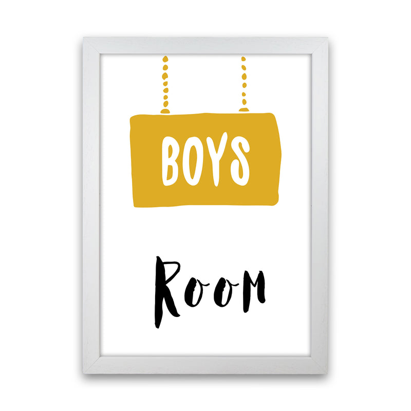 Boys Room Mustard Framed Nursey Wall Art Print White Grain