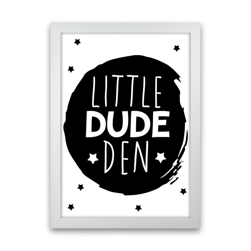Little Dude Den Black Circle Framed Nursey Wall Art Print White Grain