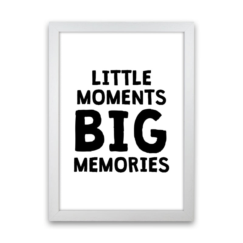 Little Moments Big Memories Black Framed Nursey Wall Art Print White Grain