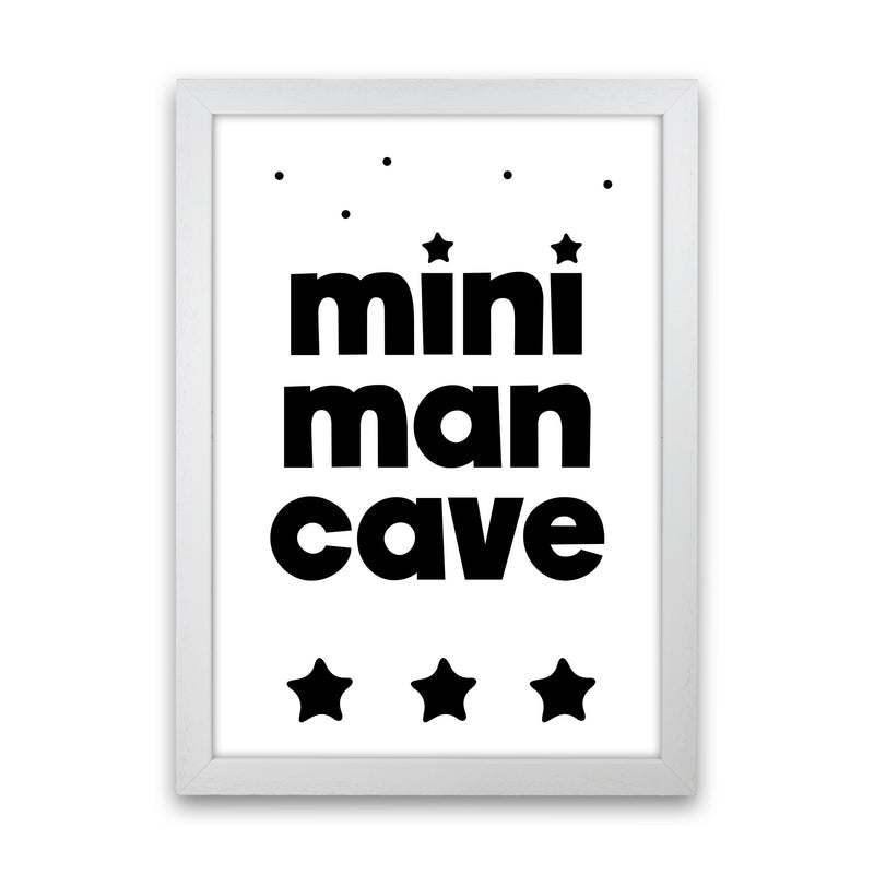 Mini Man Cave Black Framed Nursey Wall Art Print White Grain