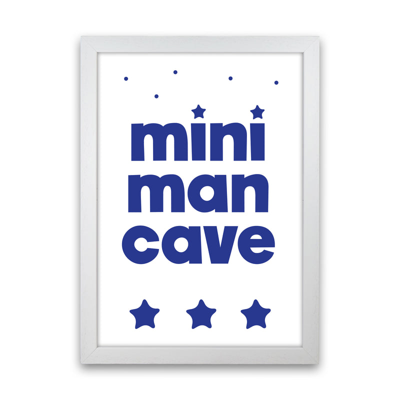 Mini Man Cave Navy Framed Nursey Wall Art Print White Grain