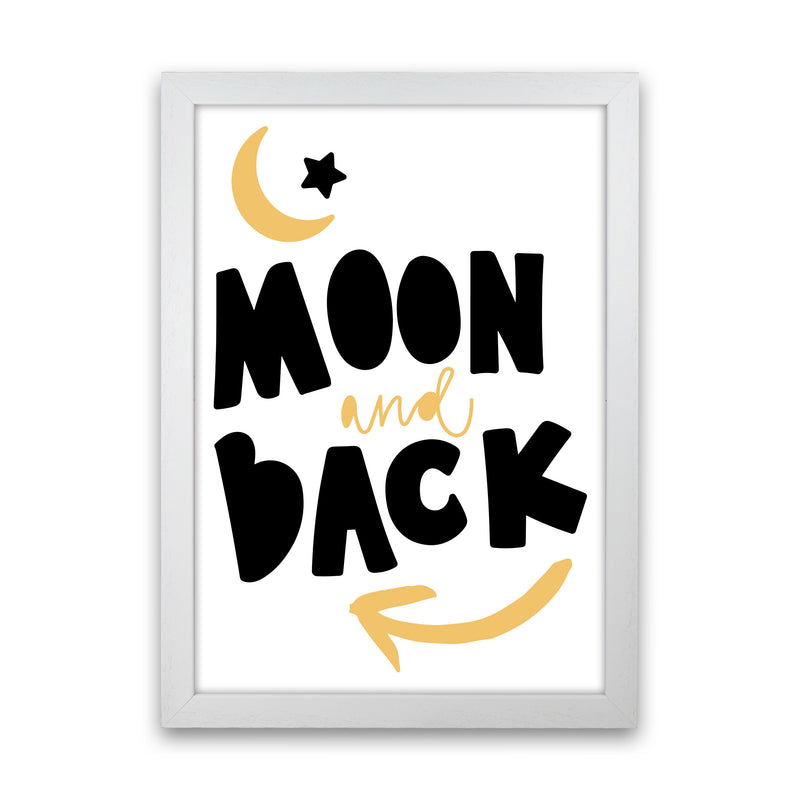 Moon And Back Mustard And Black Framed Typography Wall Art Print White Grain