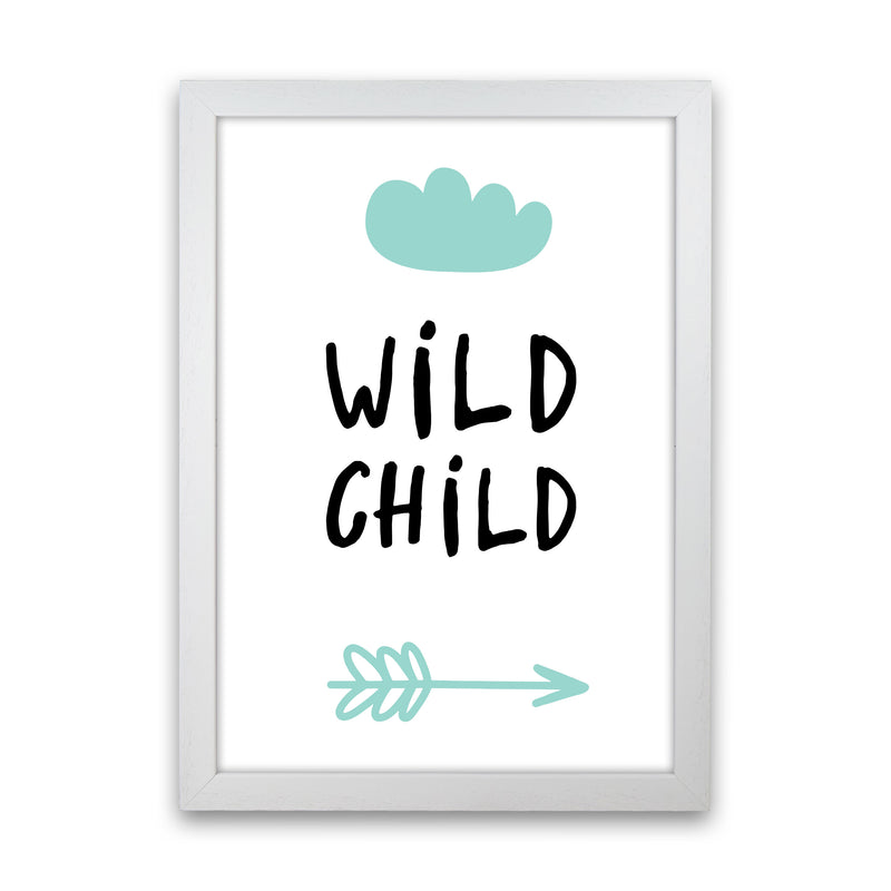 Wild Child Mint And Black Framed Nursey Wall Art Print White Grain