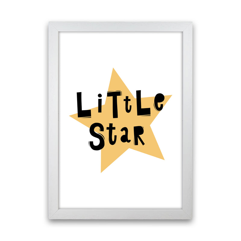 Little Star Scandi Framed Typography Wall Art Print White Grain