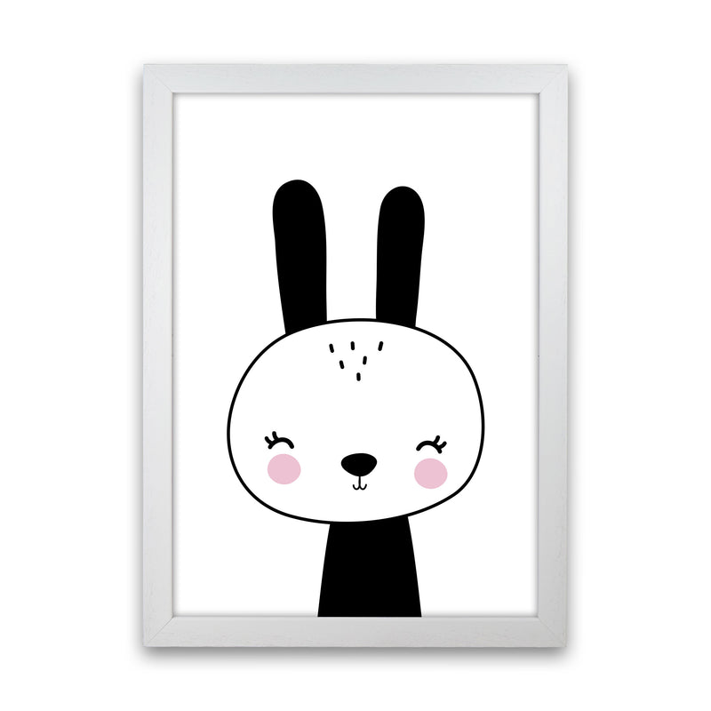 Black And White Scandi Bunny Modern Print Animal Art Print White Grain