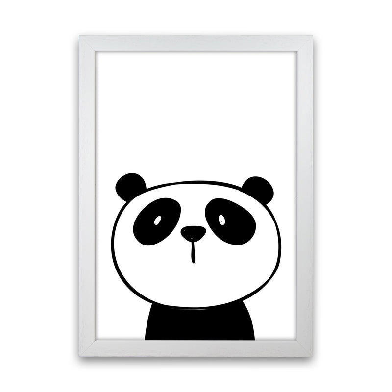 Scandi Panda Framed Nursey Wall Art Print White Grain