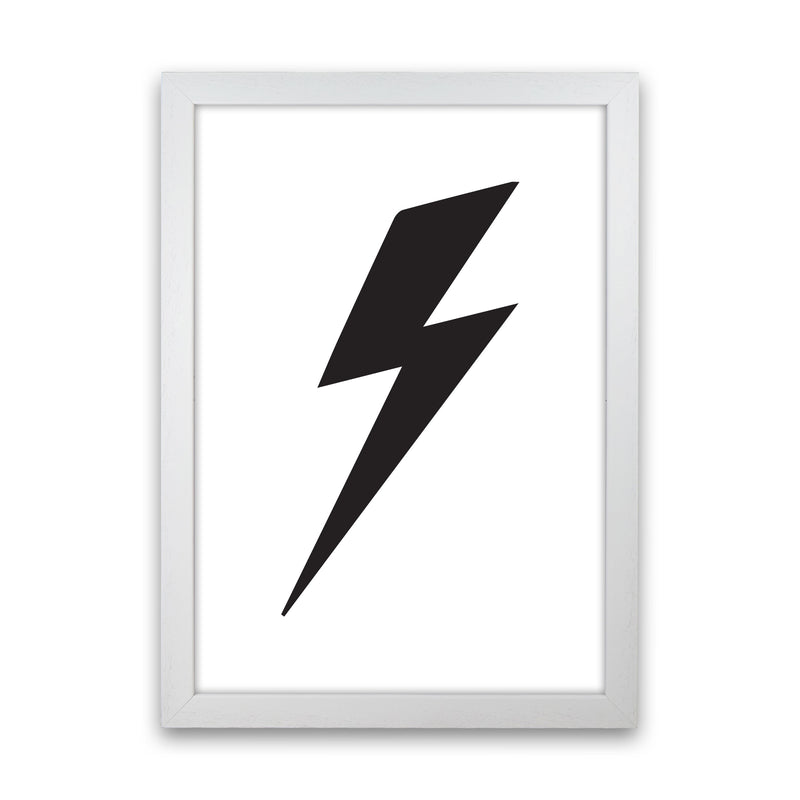 Lightning Bolt Framed Nursey Wall Art Print White Grain