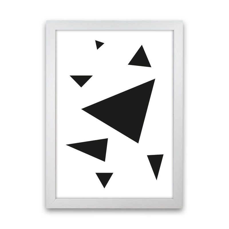 Black Abstract Triangles Modern Print White Grain