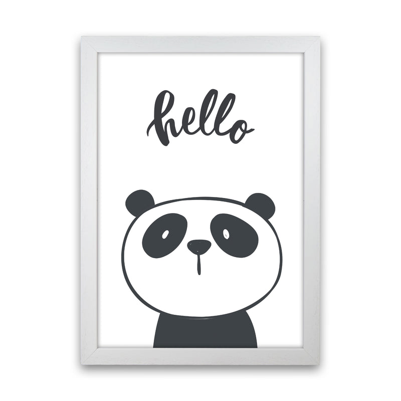 Hello Panda Modern Print Animal Art Print White Grain