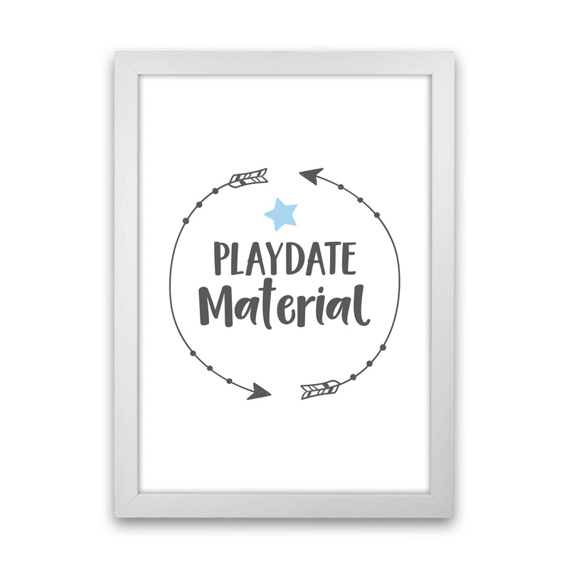 Playdate Material Framed Typography Wall Art Print White Grain