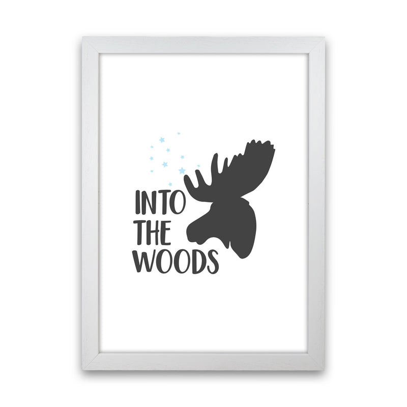 Into The Woods Framed Typography Wall Art Print White Grain