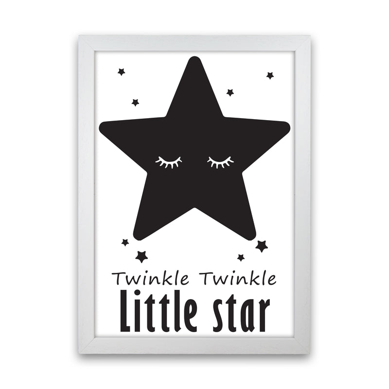 Twinkle Twinkle Little Star Framed Nursey Wall Art Print White Grain