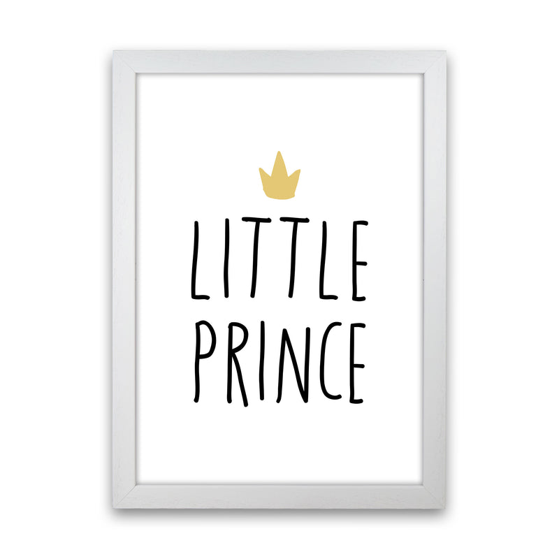 Little Prince Black And Gold Framed Nursey Wall Art Print White Grain