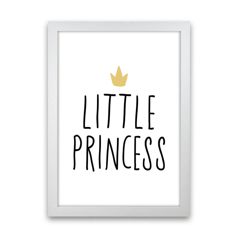 Little Princess Black And Gold Framed Nursey Wall Art Print White Grain