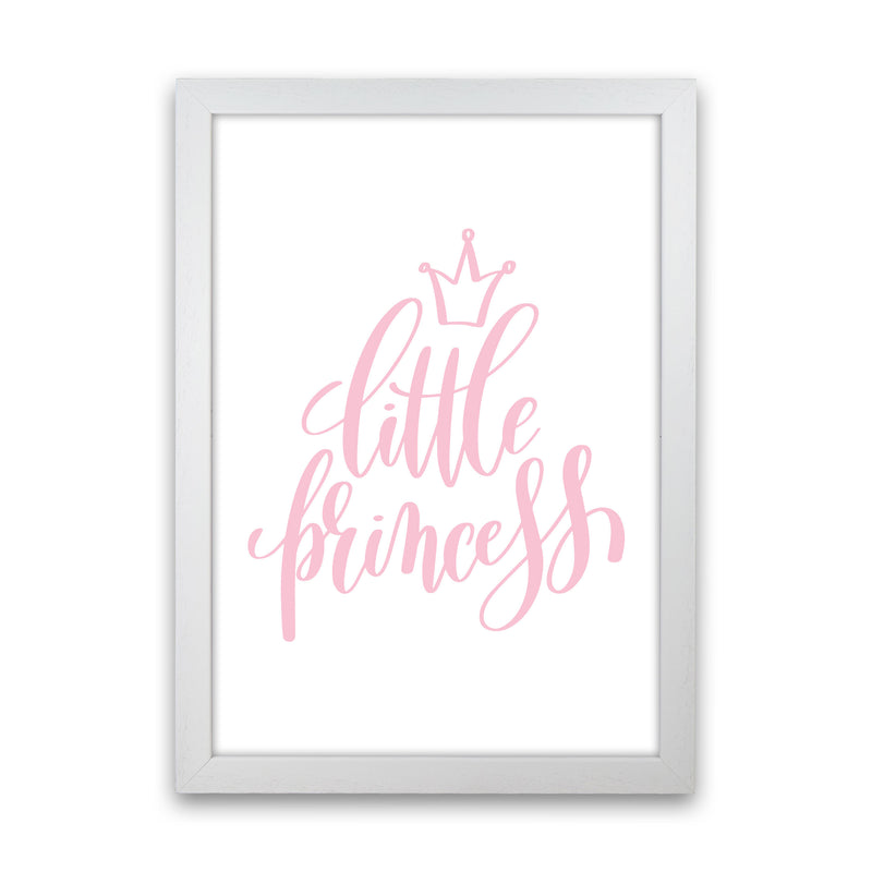Little Princess Pink Framed Nursey Wall Art Print White Grain