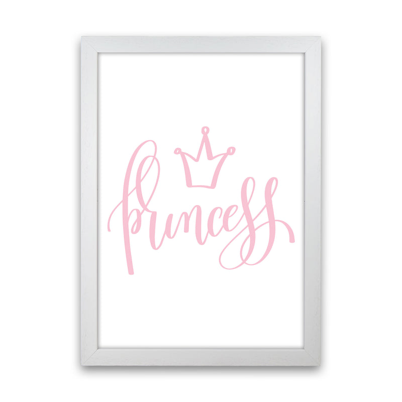 Princess Pink Framed Nursey Wall Art Print White Grain