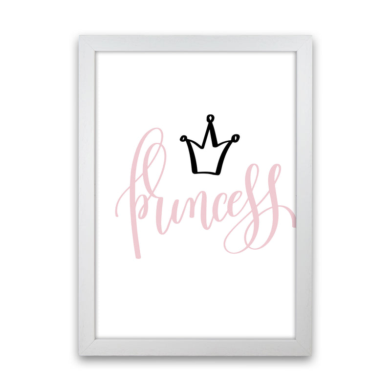 Princess Pink And Black Framed Nursey Wall Art Print White Grain