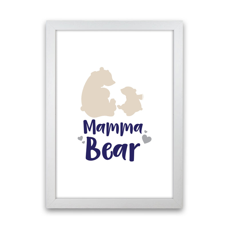 Mama Bear Framed Nursey Wall Art Print White Grain