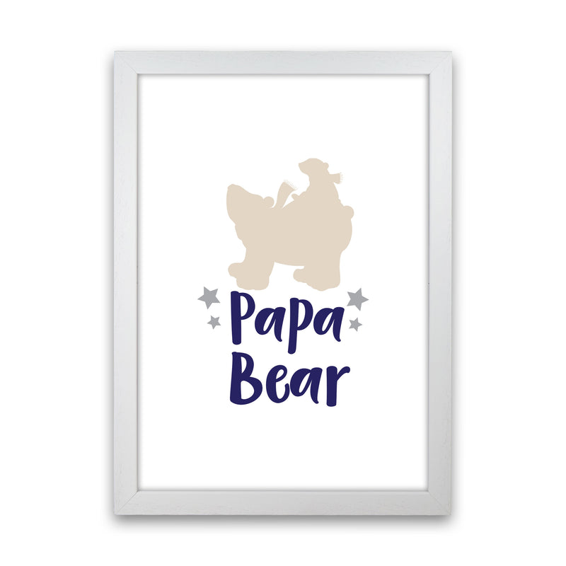 Papa Bear Framed Nursey Wall Art Print White Grain