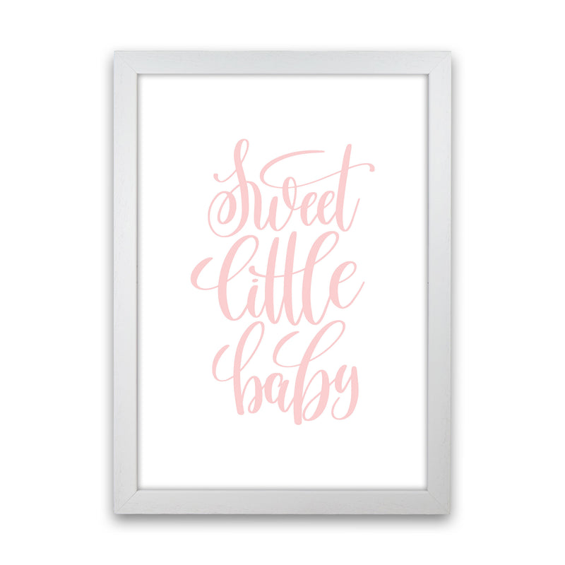 Sweet Little Baby Pink Framed Nursey Wall Art Print White Grain