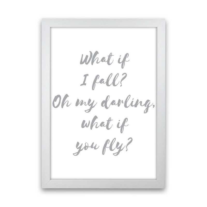 What If I Fall? Grey Modern Print White Grain