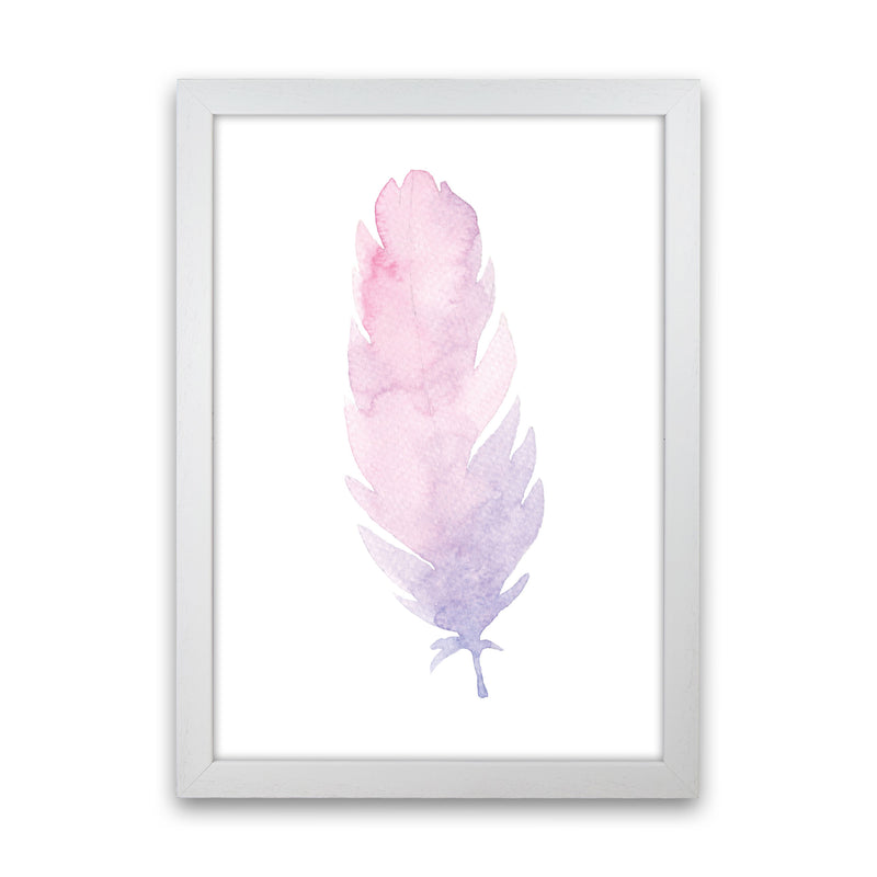 Pink Watercolour Feather Modern Print White Grain