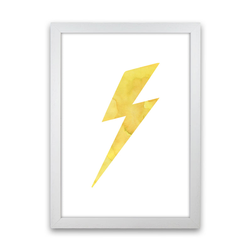 Yellow Thunderbolt Watercolour Modern Print White Grain