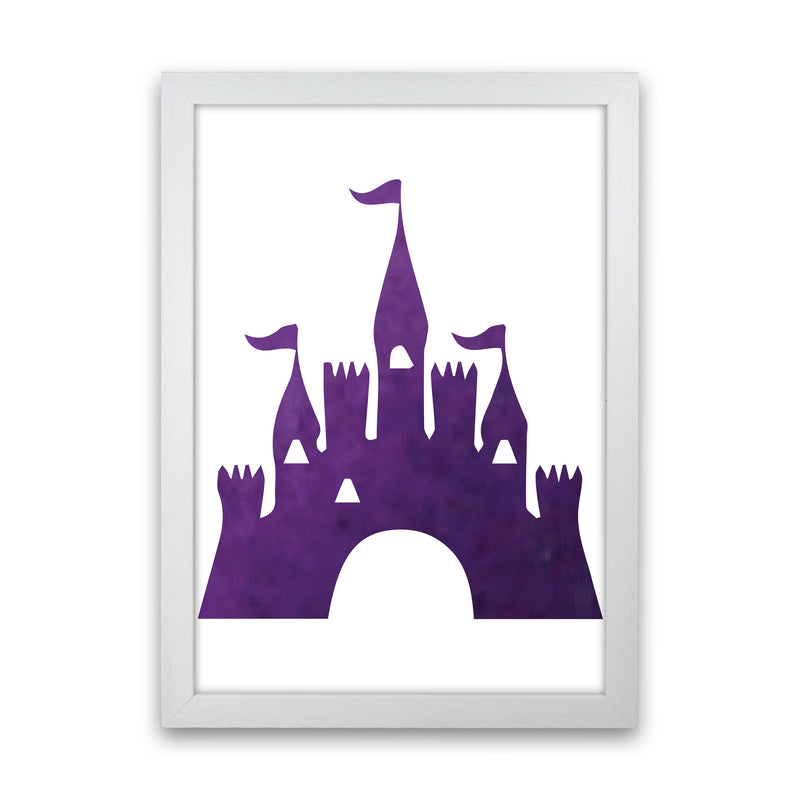 Purple Castle Watercolour Modern Print White Grain