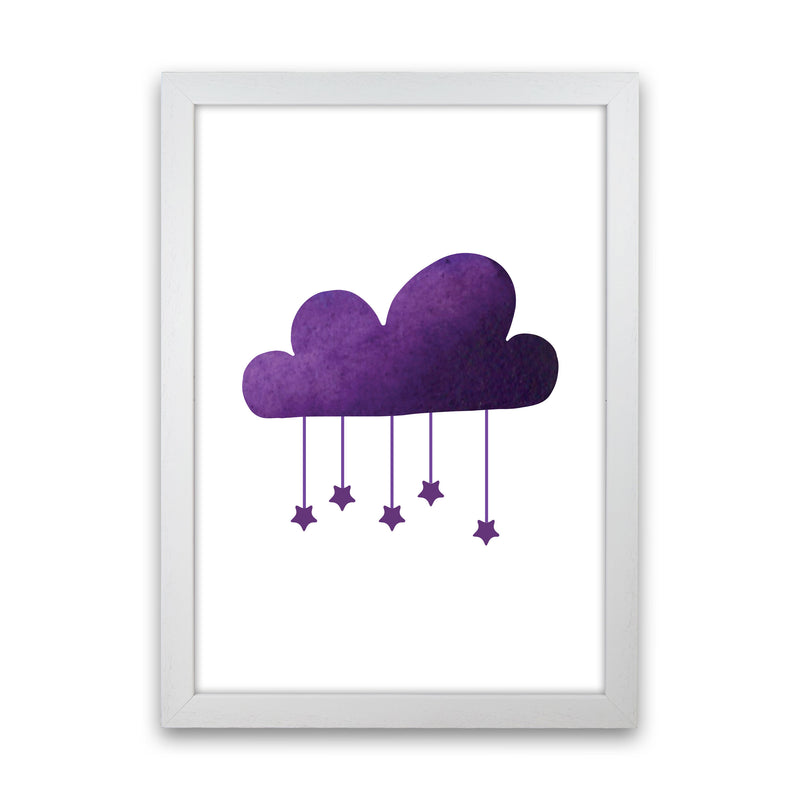 Purple Cloud Watercolour Modern Print White Grain