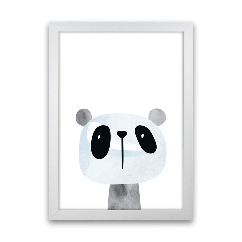 Scandi Panda Watercolour Framed Nursey Wall Art Print White Grain