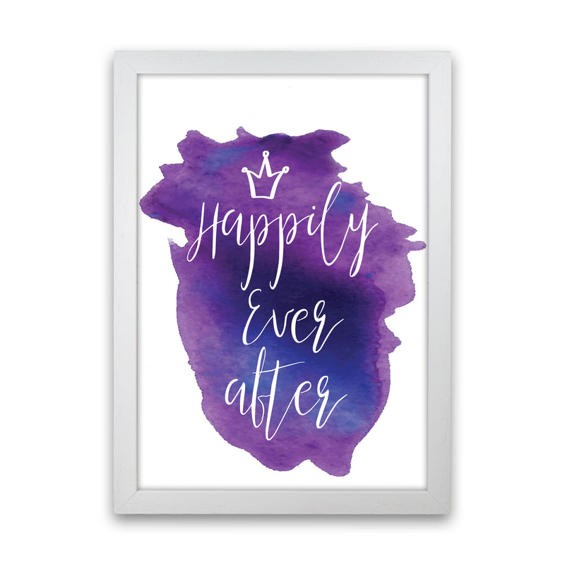 Happily Ever After Purple Watercolour Modern Print White Grain