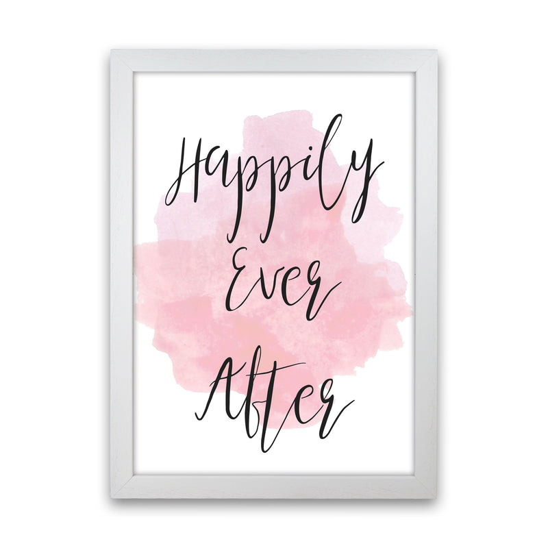 Happily Ever After Pink Watercolour Modern Print White Grain