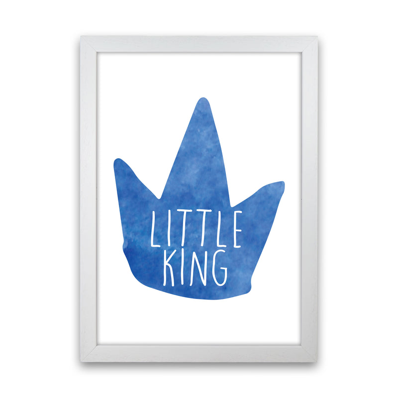 Little King Blue Crown Watercolour Modern Print White Grain