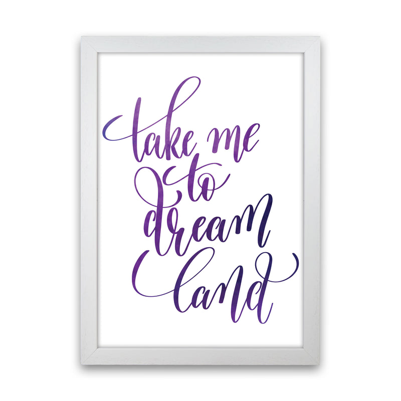 Take Me To Dreamland Purple Watercolour Modern Print White Grain