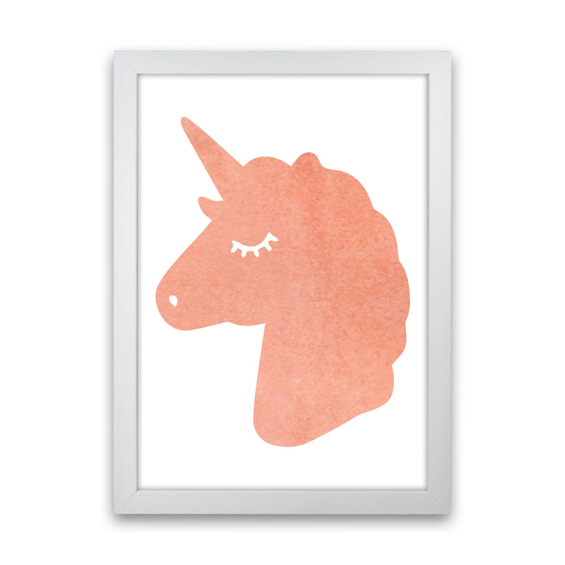 Unicorn Peach Silhouette Watercolour Modern Print White Grain