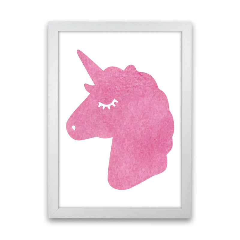 Unicorn Pink Silhouette Watercolour Modern Print White Grain