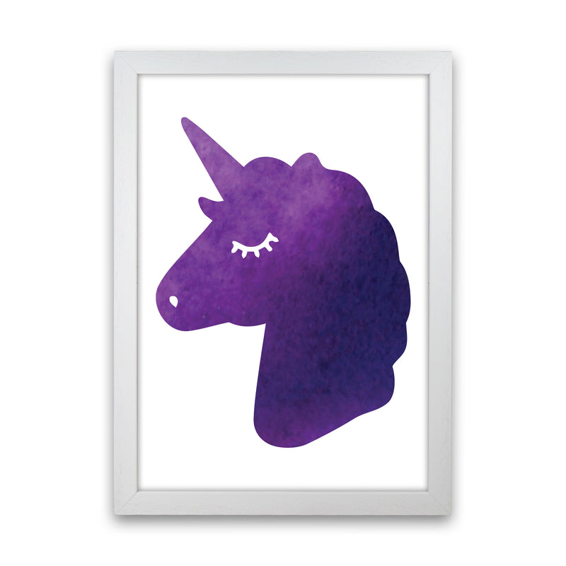 Unicorn Purple Silhouette Watercolour Modern Print White Grain
