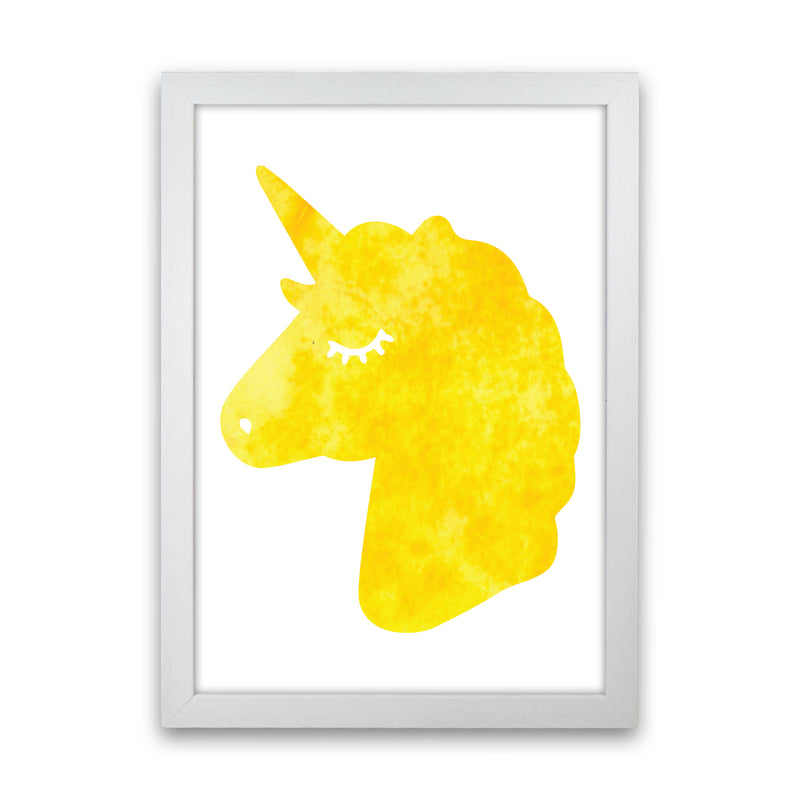Unicorn Yellow Silhouette Watercolour Modern Print White Grain