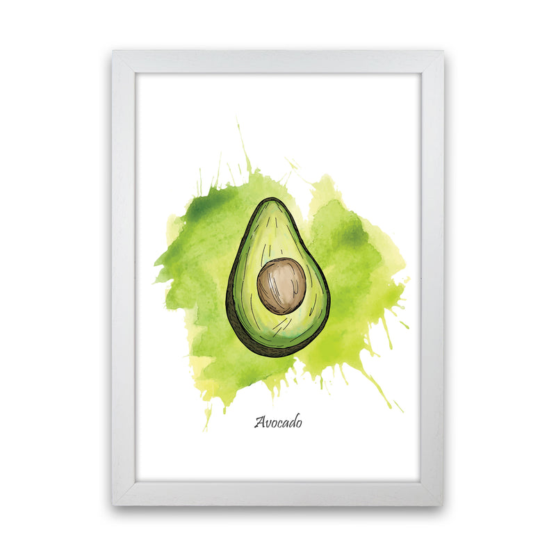 Avocado Modern Print, Framed Kitchen Wall Art White Grain