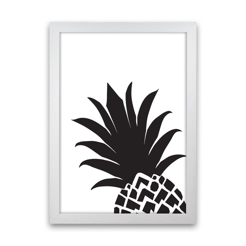 Black Pineapple 1 Modern Print, Framed Kitchen Wall Art White Grain