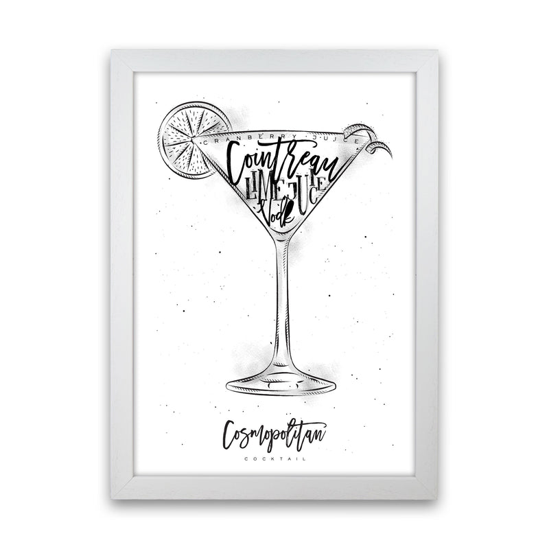 Cosmopolitan Cocktail Modern Print, Framed Kitchen Wall Art White Grain