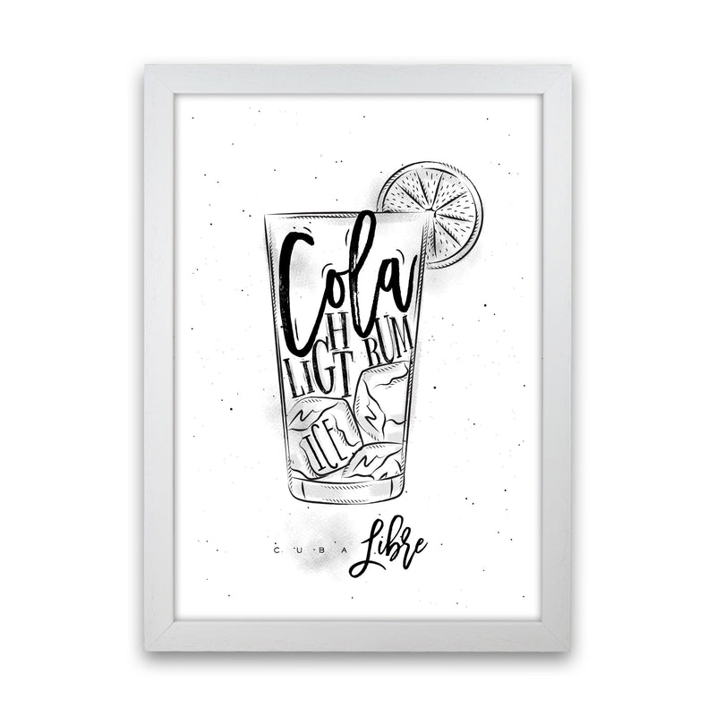 Cuba Libre Cocktail Modern Print, Framed Kitchen Wall Art White Grain