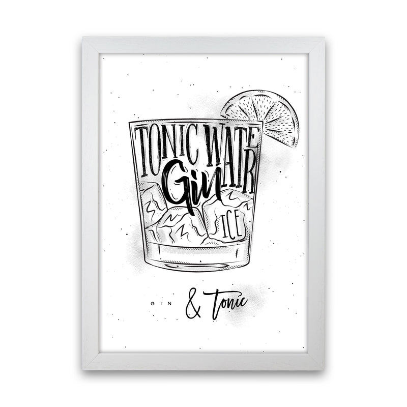 Gin And Tonic Modern Print, Framed Kitchen Wall Art White Grain