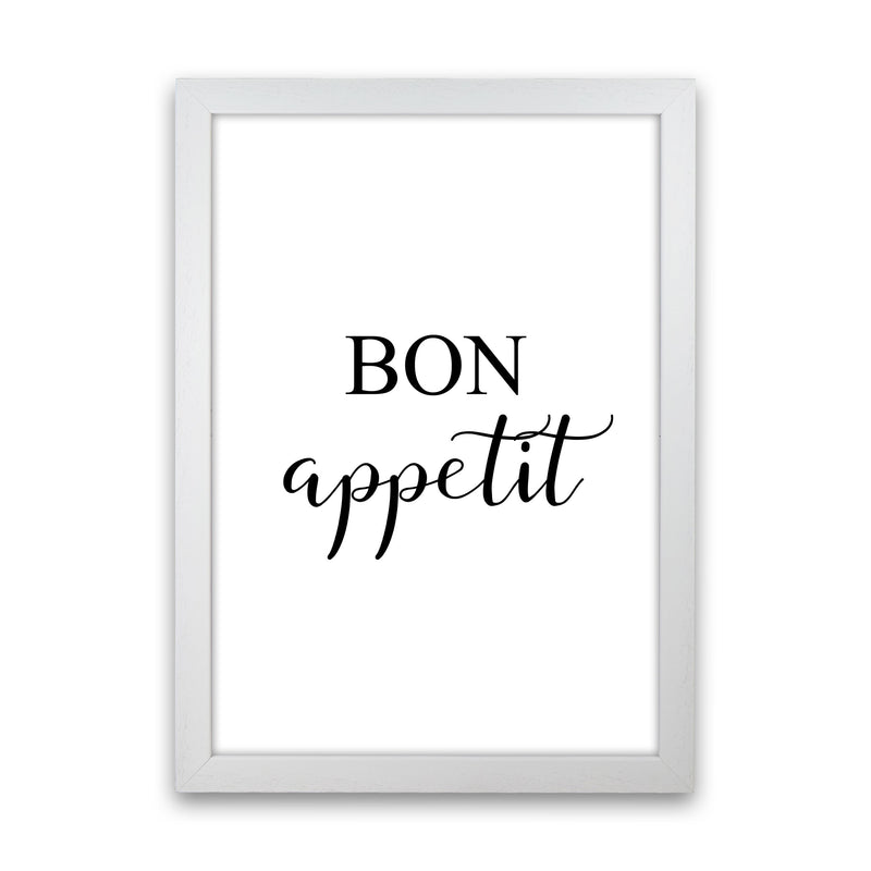 Bon Appetit Framed Typography Wall Art Print White Grain