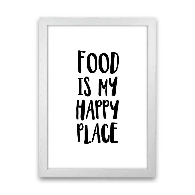 Food Is My Happy Place Framed Typography Wall Art Print White Grain