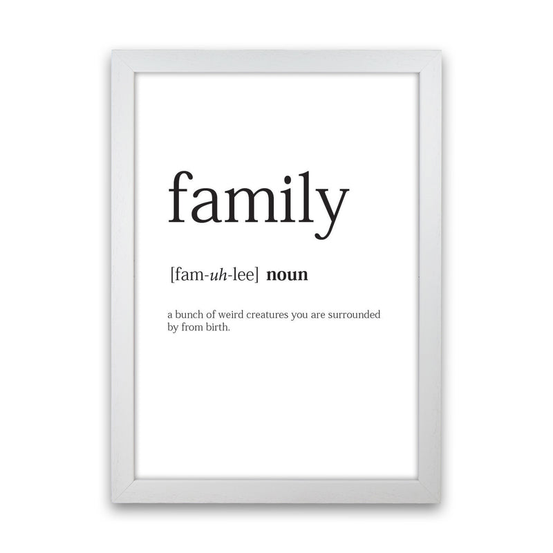 Family Framed Typography Wall Art Print White Grain
