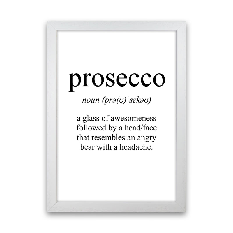 Prosecco Framed Typography Wall Art Print White Grain