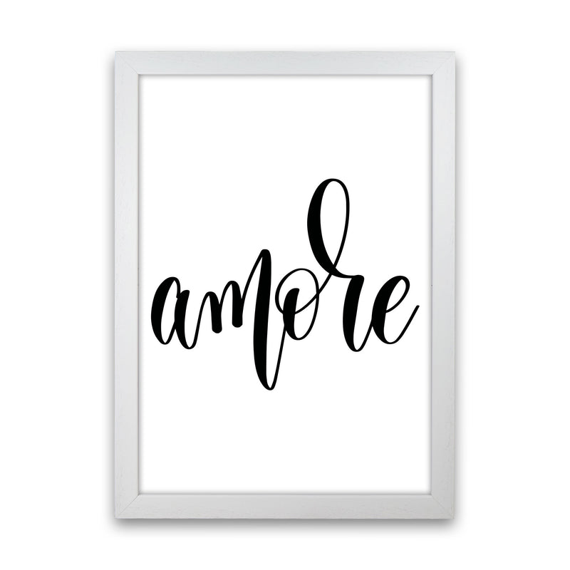 Amore Framed Typography Wall Art Print White Grain