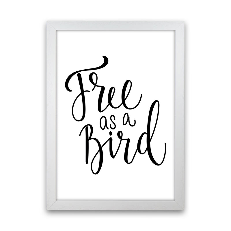 Free As A Bird Framed Typography Wall Art Print White Grain