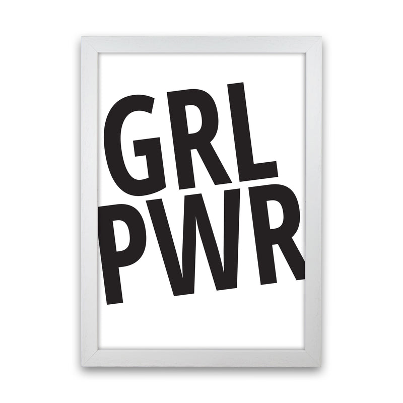 Girl Power Framed Typography Wall Art Print White Grain